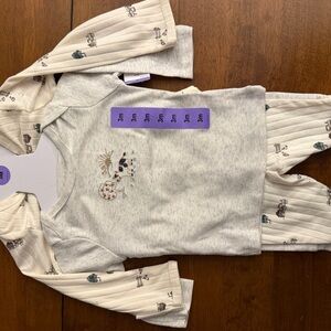 Carter's Cream and Gray Baby Layette Set embroidered cow farm 4 piece